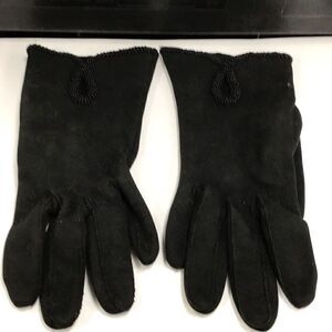 Gloves, vintage, small, black evening gloves, with beaded cuff￼